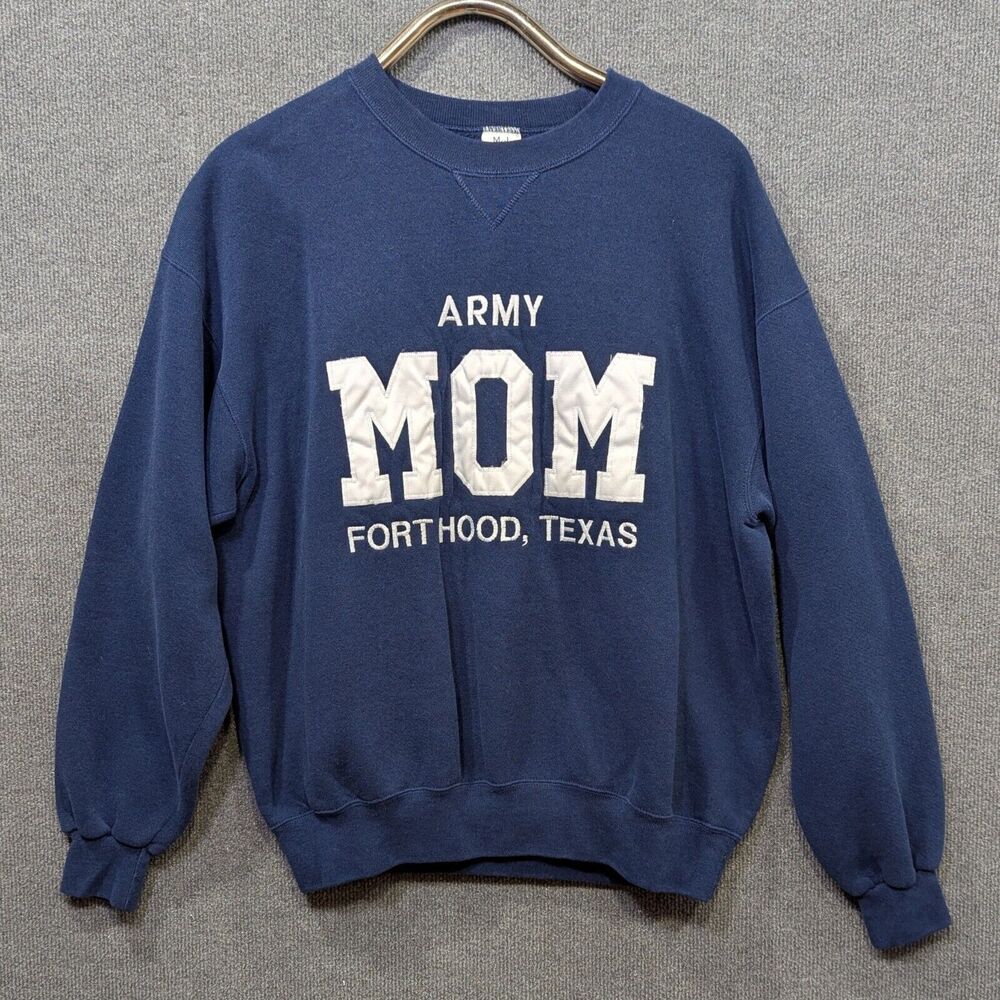Vintage Army Mom Sweatshirt Womens Large Fort Hood Texas Military 90s Crew Neck